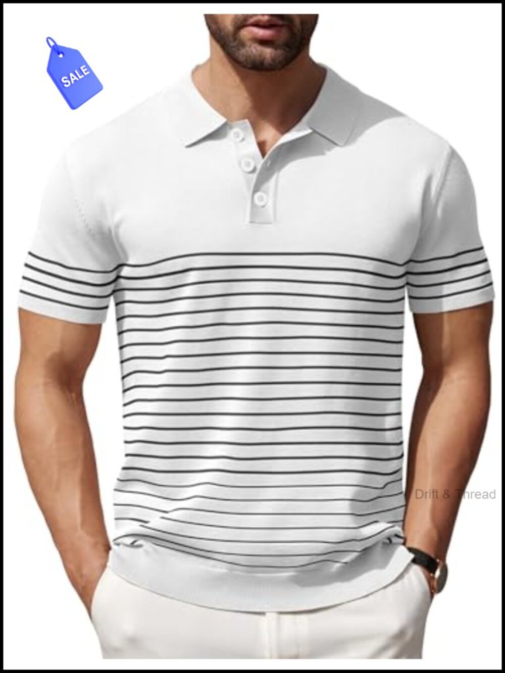 Vintage Knit Short Sleeve Polo Shirt Golf Casual Button Down
